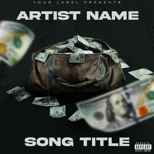 Premade digital coverart - Bag full of money, dark backdrop, heist style, hip hop, rap