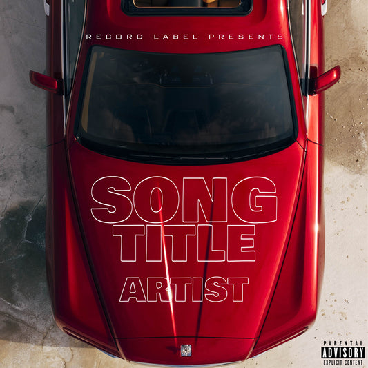 Premade digital coverart - Red rolls royce, top down view, street scene, hip hop, rap