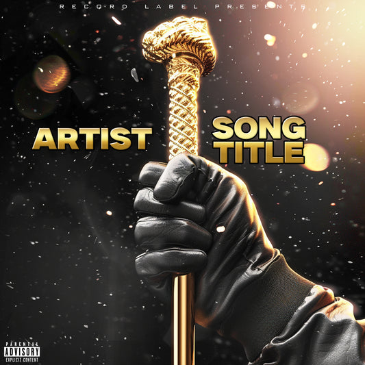 Premade digital coverart - Golden sceptre held by gloved hand, symbolizing power, royalty, hip hop, rap