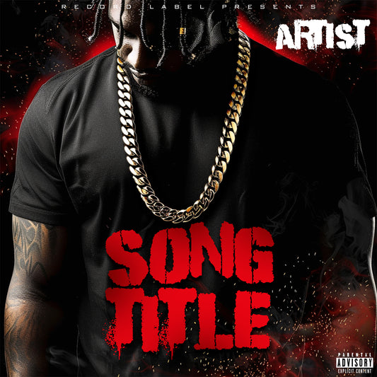 Premade digital coverart - Dark gritty backdrop, black character, gold chain, hip hop, rap